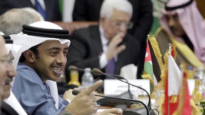UAE Foreign Relations Minister, Sheikh Abdullah bin Zayed Al Nahyan attends the Arab League Foreign Ministers emergency meeting held at the League’s headquarters in Cairo, Egypt for talks to discuss the situation in East Jerusalem. Khalid Elfiqi / EPA