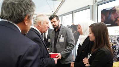 King Charles during the launch of Syria's House in Trafalgar Square. The initiative offered a place where members of the Syrian community could get together to support those affected by the earthquakes in north-west Syria. Getty Images