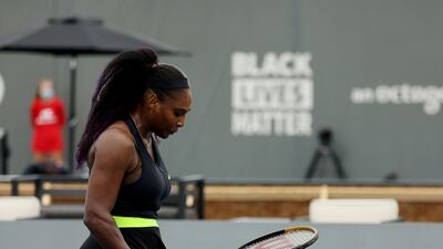 Serena Williams walks across the court. AFP