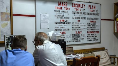 Statt at the Emergency Hopsital sit in their lunch room in Kabul, Afghanistan. Stefanie Glinski for The National