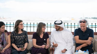 Sheikh Mohamed bin Zayed, Crown Prince of Abu Dhabi and Deputy Supreme Commander of the UAE Armed Forces receives the family of the late couple Doctors Pat and Marian Kennedy who founded the Kanad Hospital in Al Ain. Ministry of Presidential Affairs