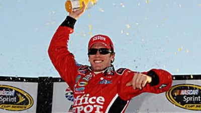 Carl Edwards celebrates his seventh win of the season at the Atlanta Motor Speedway.