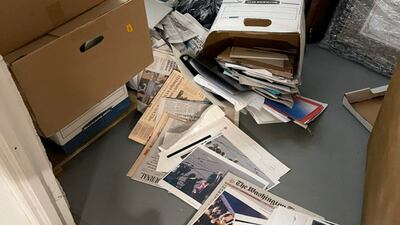 Boxes of records on December 7, 2021, in a storage room at Mar-a-Lago. AP