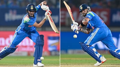 India's captain Shubman Gill, left, and Virat Kohli scored fifties in the first ODI against New Zealand in Vadodara. AFP