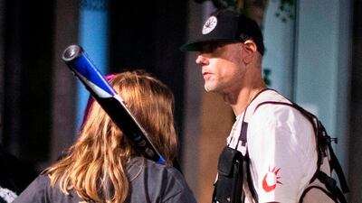 Shooting suspect Michael Reinoehl is seen during a protest at the mayor's house in Portland, Oregon on August 28, 2020. The Oregonian via AP