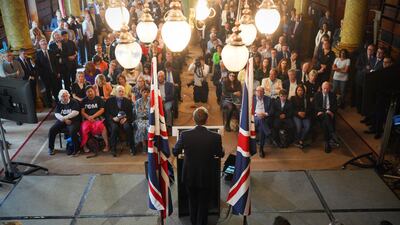 Britain's shadow minister for security, Tom Tugendhat, announced his bid for Conservative party leadership on September 3, in London. Getty images
