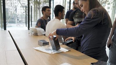 Dozens of customers went to the Dubai Mall early for the iPhone 8 release. Anna Nielsen For The National