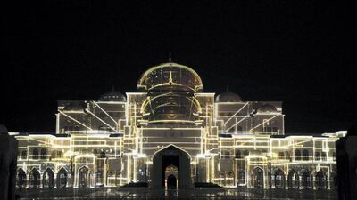 ABU DHABI, UNITED ARAB EMIRATES - March 10, 2019: The opening ceremony of Qasr Al Watan. ( Mohamed Al Raeesi for the Ministry of Presidential Affairs ) ---