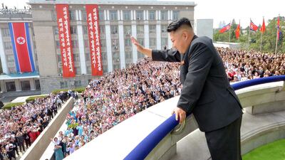 Kim Jong-un inspects a mass parade of the Worker-Peasant Red Guards at Kim Il-sung Square in Pyongyang to mark the 65th anniversary of national foundation day, September 2013. KCNA / AFP