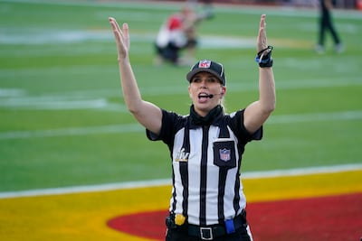 Down judge Sarah Thomas during Super Bowl 55 between the Kansas City Chiefs and Tampa Bay Buccaneers in 2021. AP