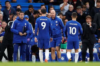 Alvaro Morata has made an impressive start to life at Chelsea but a hamstring injury is set to rule him out for the next few games. John Sibley / Reuters