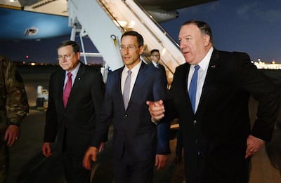 Secretary of State Mike Pompeo arrives in Baghdad. AP