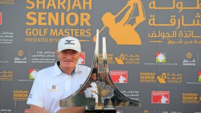 Chris Williams of South Africa poses with the trophy after the final round of the Sharjah Senior Golf Masters played at Sharjah Golf & Shooting Club on March 18, 2017 in Sharjah, United Arab Emirates. Phil Inglis / Getty Images