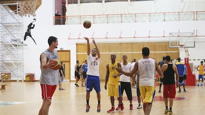 Players from the Al Tilal team practice at Al Ahli Sports Club in Dubai. Sarah Dea / The National