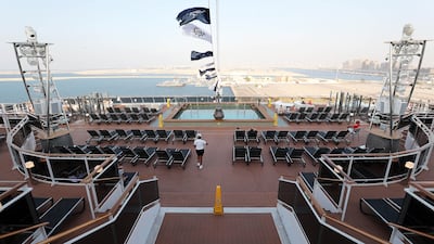 The back deck of the MSC Virtuosa as it docked in Dubai for its official naming ceremony