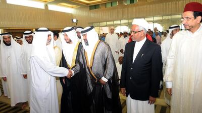 Sheikh Nahyan bin Mubarak, Minister of Culture, Youth and Community Development, inaugurated Al Aziz Mosque on Reem Island, in the presence of President Sheikh Khalifa’s guest scholars.