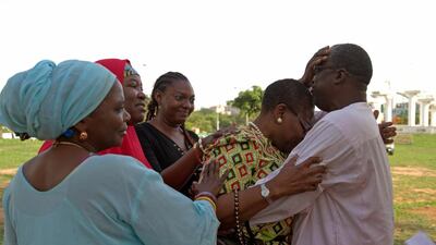 Members of the #BringBackOurGirls campaign embraced each other in the Nigerian capital on Wednesday as the news broke that that one of the more than 200 schoolgirls kidnapped by Boko Haram from the town of Chibok more than two years ago had been rescued. Afolabi Sotunde/Reuters