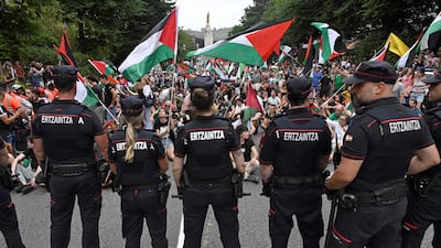 There was a heavy police presence at the protest. AFP