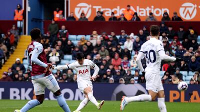 Son Heung-min of Tottenham Hotspur scores his team's third goal. Getty Images