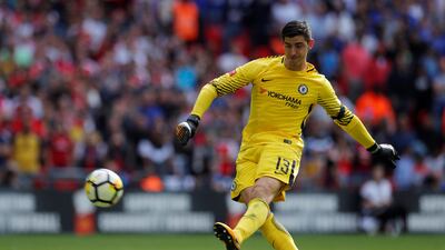 Chelsea's Thibaut Courtois misses a penalty during the shootout. Andrew Couldridge / Reuters