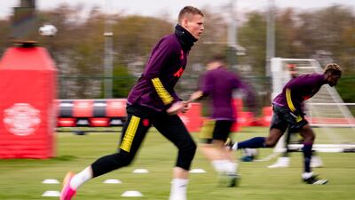 Scott McTominay of Manchester United during training. Getty