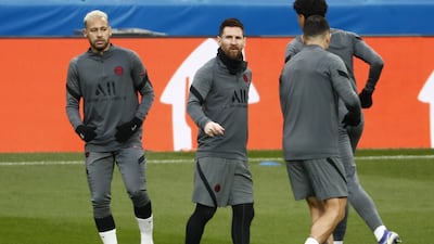Messi and Neymar prepare for the Real Madrid match. AP