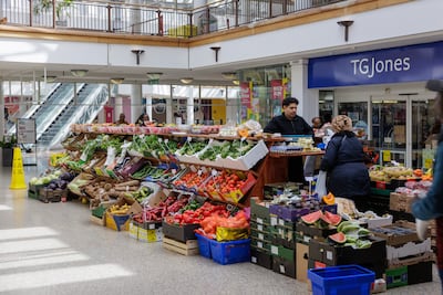 A market stall in the UK. CPI Inflation figures accelerated in March. Bloomberg