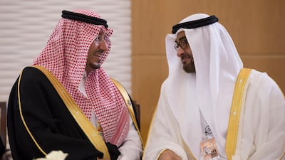 Prince Mansour bin Muqrin, left, the deputy governor of Asir province, reportedly died in a helicopter crash. Ryan Carter/Crown Prince Court