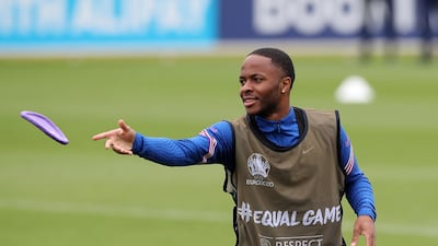 England's Raheem Sterling during the training session at St George's Park, Burton upon Trent. PA