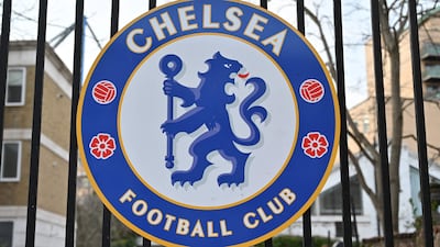 The Chelsea club crest outside Stamford Bridge. AFP