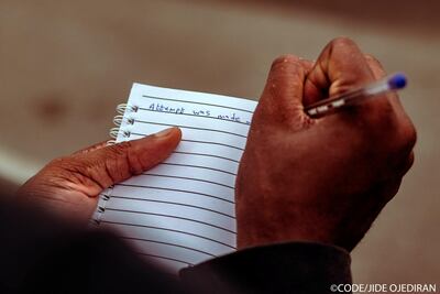 Follow The Money champion documenting what he observed during his field work. Courtesy CODE/Jide Ojediran