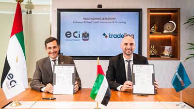 Massimo Falcioni and Marius Ciavola, chief executives of ECI and Tradeling, respectively, signed an agreement that allows sellers to send their products to the UAE market with a high level of government protection and support. Photo: supplied