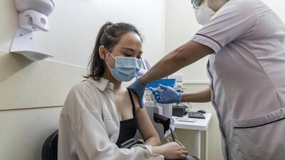 The Sinopharm vaccine is administered to a Chinese citizen