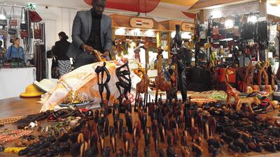 The theme of Expo 2017 is future energy, but in the Africa Pavilion it is sales of carved animals that count. James Langton / The National