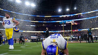 Los Angeles Rams wide receiver Cooper Kupp reacts after the Rams defeated the Cincinnati Bengals in the NFL Super Bowl 56 Sunday, February 13, 2022, in Inglewood, California. AP Photo
