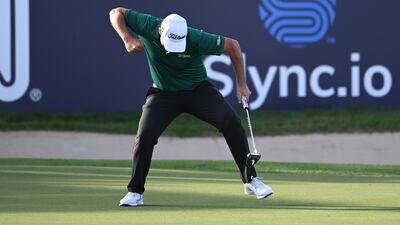 Richard Bland celebrates holing a birdie putt on the 18th hole taking the tournament to a play-off. Getty
