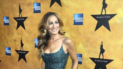 2015: Sarah Jessica Parker wears Elie Saab to the opening night of 'Hamilton' in New York on August 6, 2015. WireImage