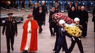 Pope John Paul II at the mausoleum of Mustafa Kemal Ataturk in Ankara, Turkey, in November 1979. Getty Images