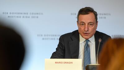 The President of the European Central Bank (ECB) Mario Draghi. \Time is running out for the EBC and European lenders to get agreement on new cross-border mergers regulations. Ilmars Znotins/AFP