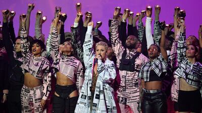 Pink rounded off the night with a barnstorming performance. Gareth Cattermole/Getty Images