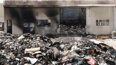 Workers were sleeping in the building when the fire broke out at 12.57am on Tuesday.