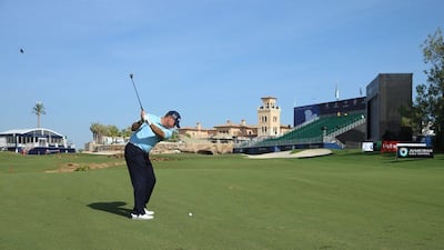 Lee Westwood on the 18th hole during a practice round ahead of the DP World Tour Championship. Andrew Redington / Getty Images