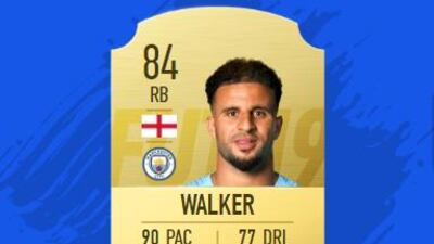 Kyle Walker: Acceleration 86, Sprint Speed 93. Courtesy EA Sports