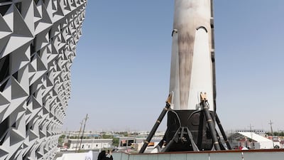Unlike at Expo 2020, the rocket model is being displayed horizontally at the space centre in Dubai's Al Khawaneej district. EPA