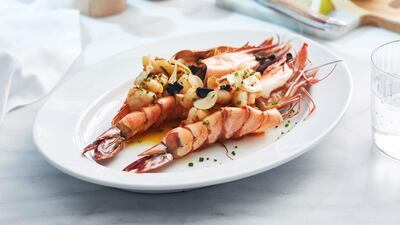Grilled king prawns at Fika by chef Izu Ani