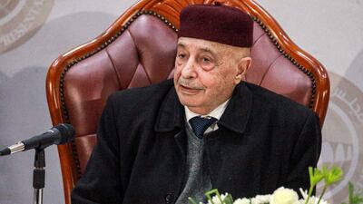 Aguila Saleh said he would run in next month's presidential election. AFP