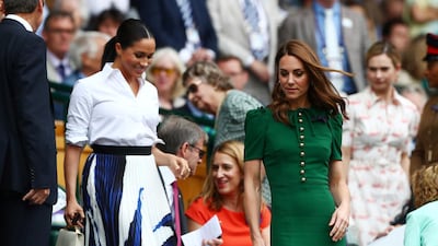 Meghan, Duchess of Sussex, in the Royal Box ahead of the final between Serena Williams of the US and Romania's Simona Halep. Reuters