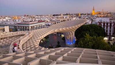 The skyline of Seville. The city is full of handsomely decorated buildings, and is also famous for its tapas and flamenco dancing. Getty Images
