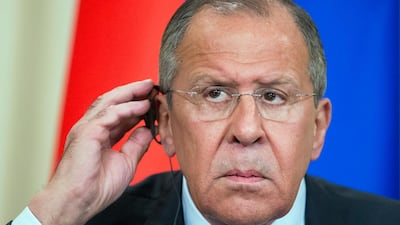 Russian Foreign Minister Sergei Lavrov prepares to take a questions during a news conference in Moscow on May 14, 2018. Alexander Zemlianichenko / AP