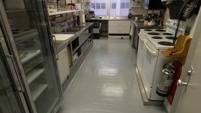 The kitchen in the Neil Armstrong Operations and Checkout Building at Kennedy Space Centre in Florida